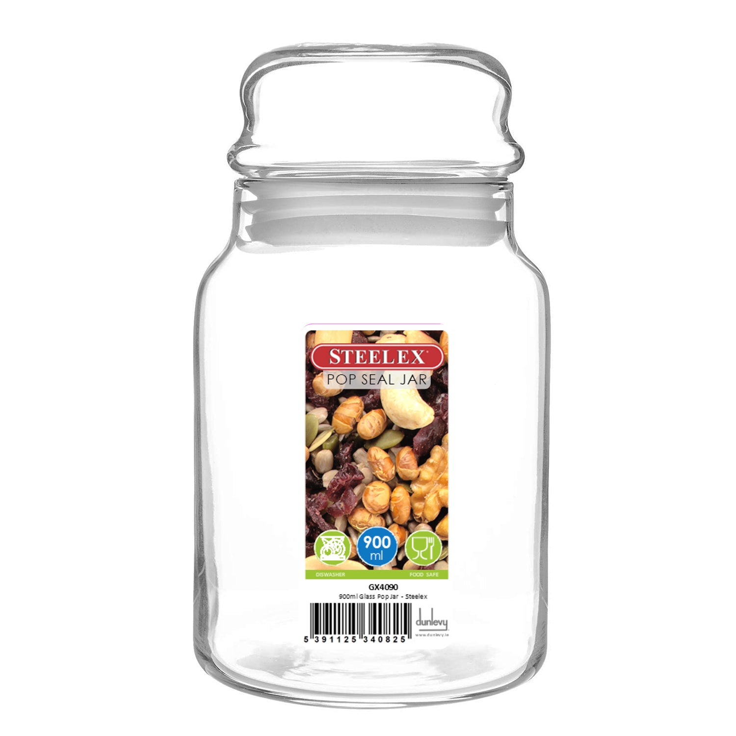 Steelex 900ml Glass Airtight Pop Lid Storage Jar