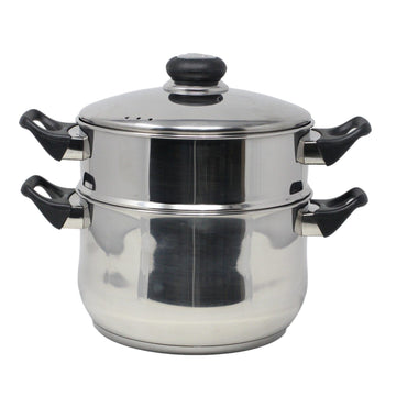 24cm 2 Tier Steamer Stainless Steel Stock Pot Induction Safe