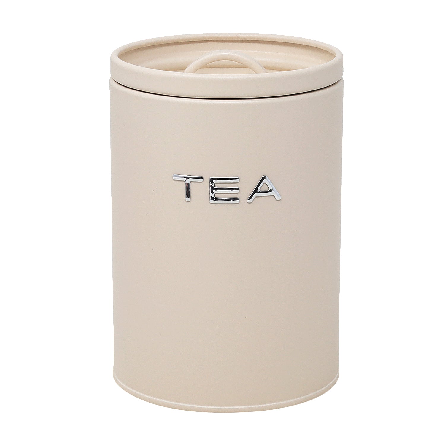 Cream Metal Tea Canister with Airtight Silicone Lid