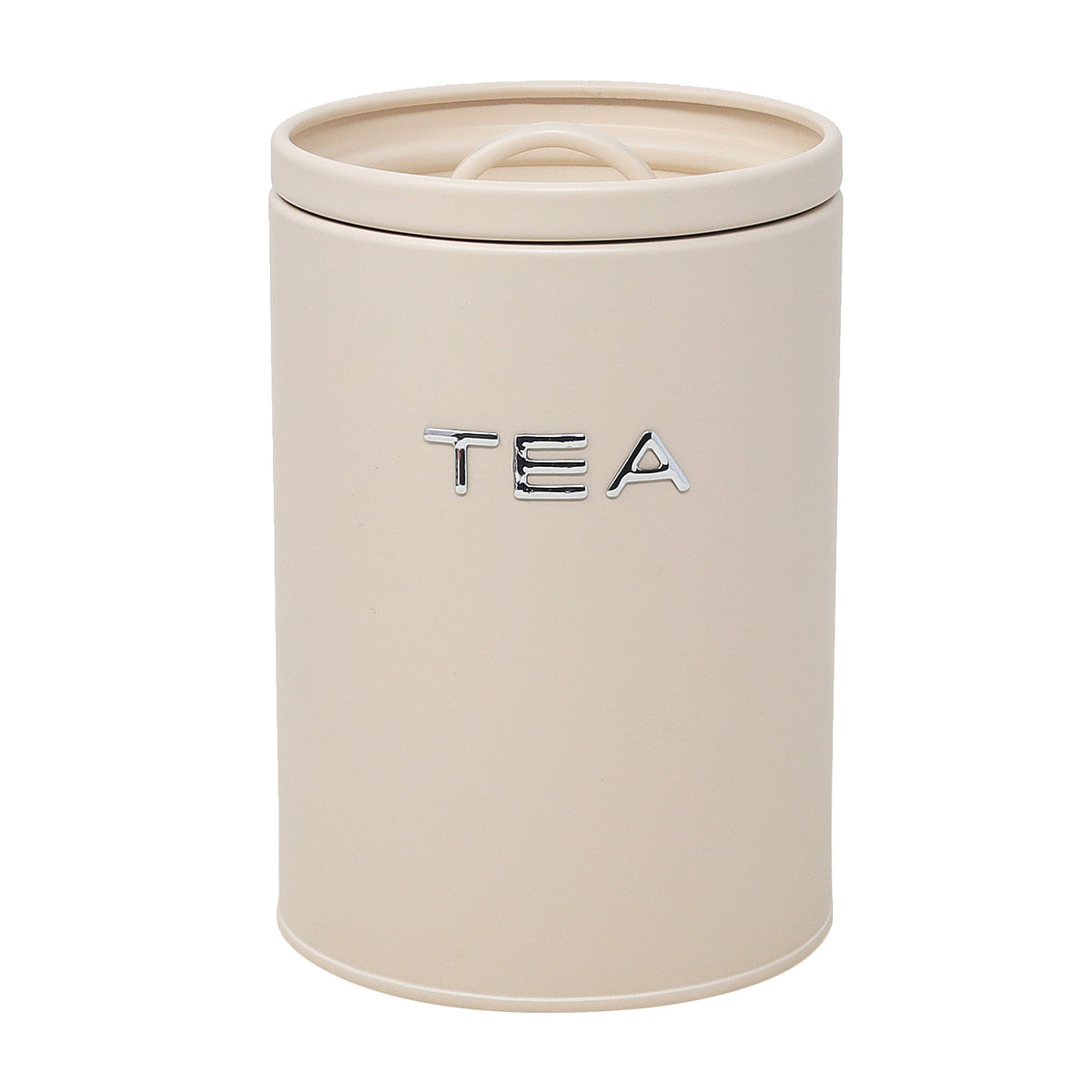 Cream Metal Tea Canister with Airtight Silicone Lid