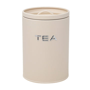 Cream Metal Tea Canister with Airtight Silicone Lid