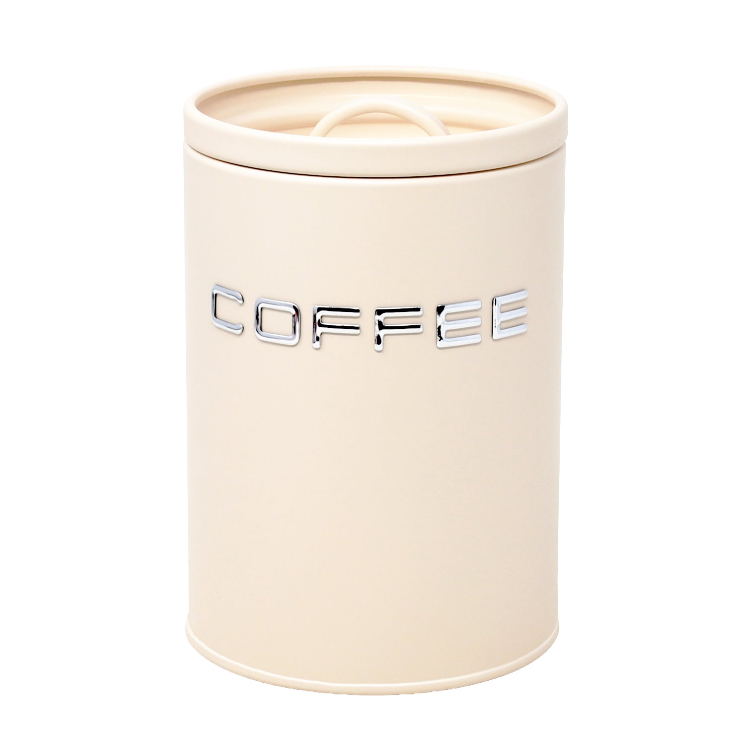 Cream Metal Coffee Canister with Airtight Silicone Lid