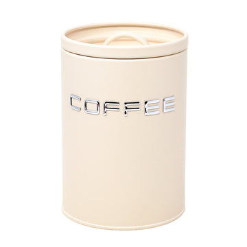 Cream Metal Coffee Canister with Airtight Silicone Lid