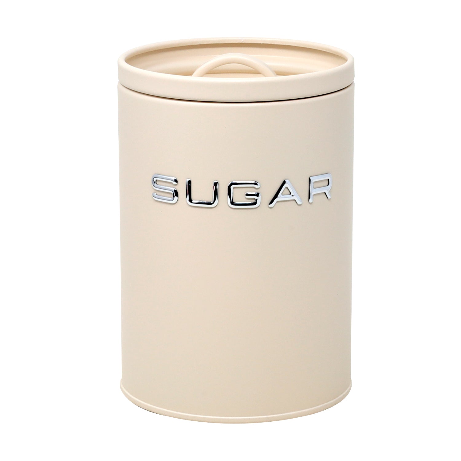 Cream Metal Sugar Canister with Airtight Silicone Lid
