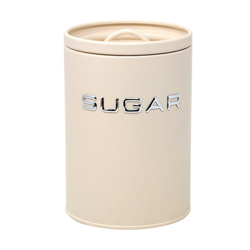 Cream Metal Sugar Canister with Airtight Silicone Lid