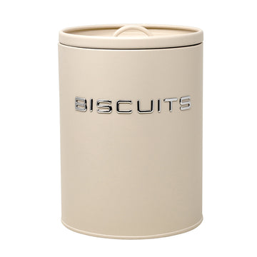Cream Metal Biscuit Tin with Airtight Silicone Lid