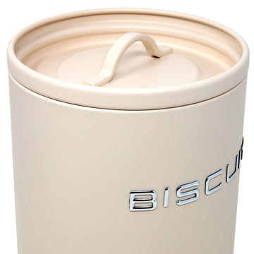 Cream Metal Biscuit Tin with Airtight Silicone Lid