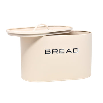 Cream Metal Kitchen Countertop Food Storage Bread Bin