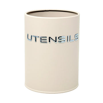 Cream Metal Kitchen Utensil Holder