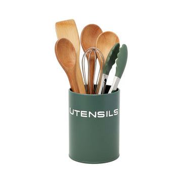 Sage Green Metal Kitchen Utensil Holder