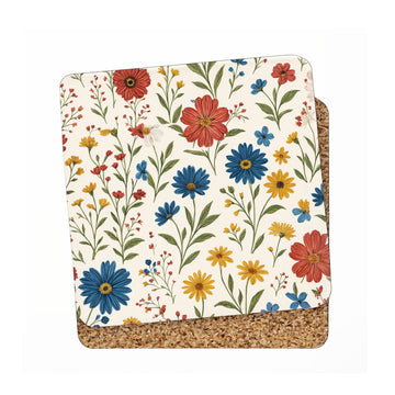 6pcs Wild Flowers Colorful Art Cork Coasters