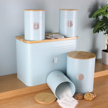 5 Pcs Blue Tea Canister Vintage Tin Storage Container