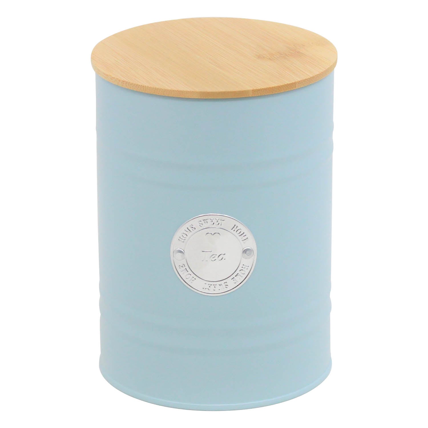Blue Tea Canister Vintage Tin Kitchen Food Storage Container