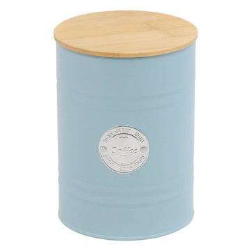 Blue Coffee Canister Vintage Tin Kitchen Food Storage