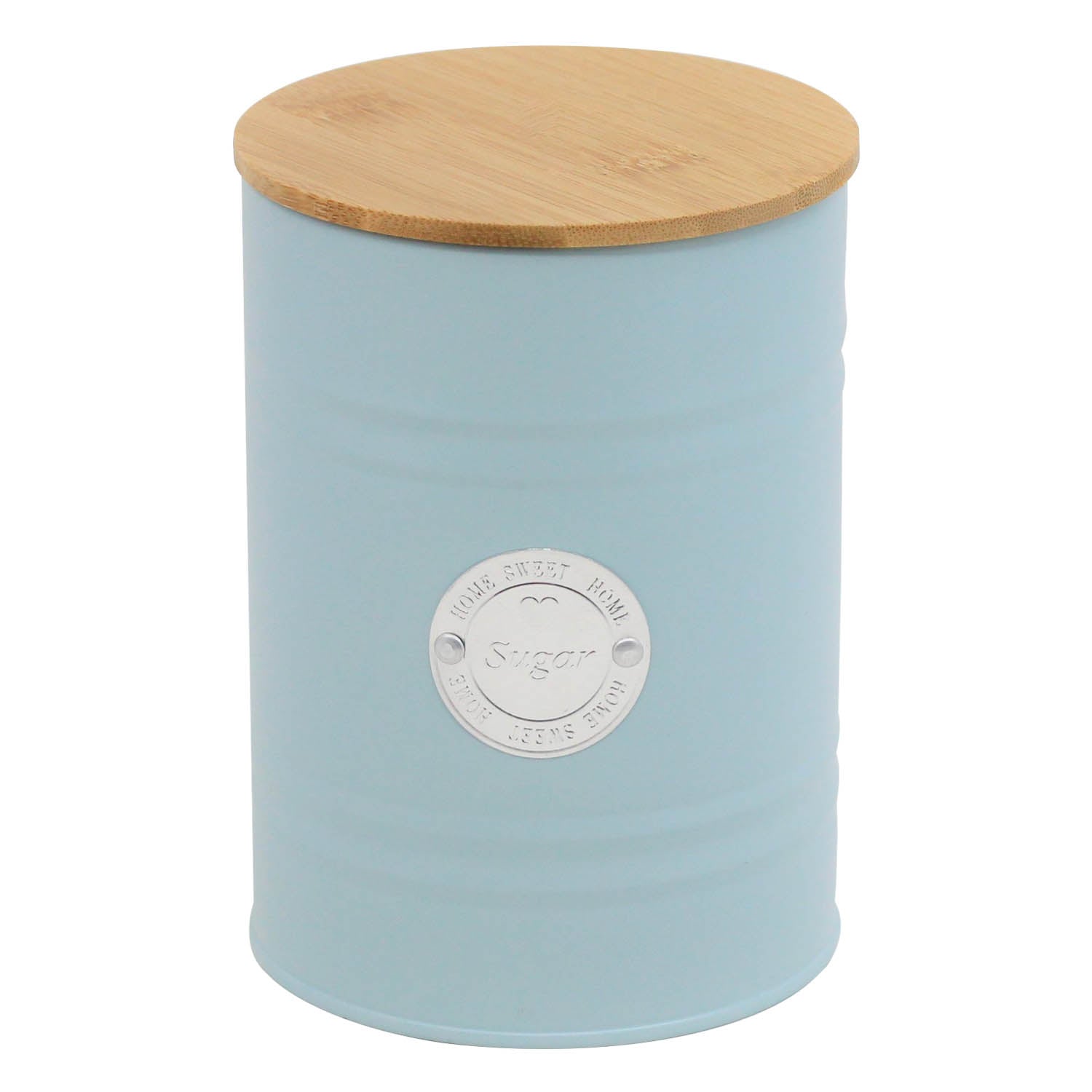 Blue Sugar Canister Vintage Tin Kitchen Food Storage