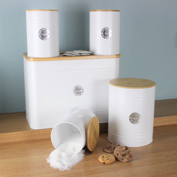 5Pcs White Tea Coffee Sugar Biscuit Tin Storage Canister