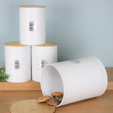 4Pcs White Tea Coffee Sugar Biscuit Tin Storage Canister