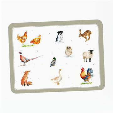 6pcs Farm Friends Art Cork Placemats