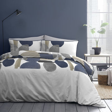 Appletree Duval Navy Duvet Cover 100% Cotton Abstract King