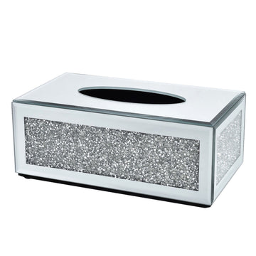 Mirrored Glass Tissue Box Crushed Diamond Paper Towel Holder