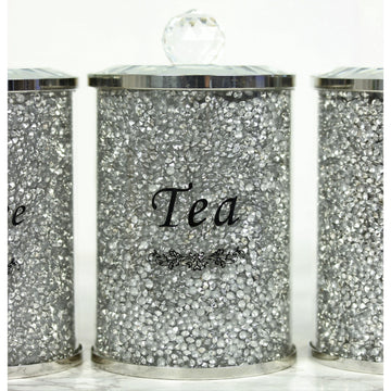 Mirror Crushed Crystal Diamond Jars Storage Set With Glass Lid