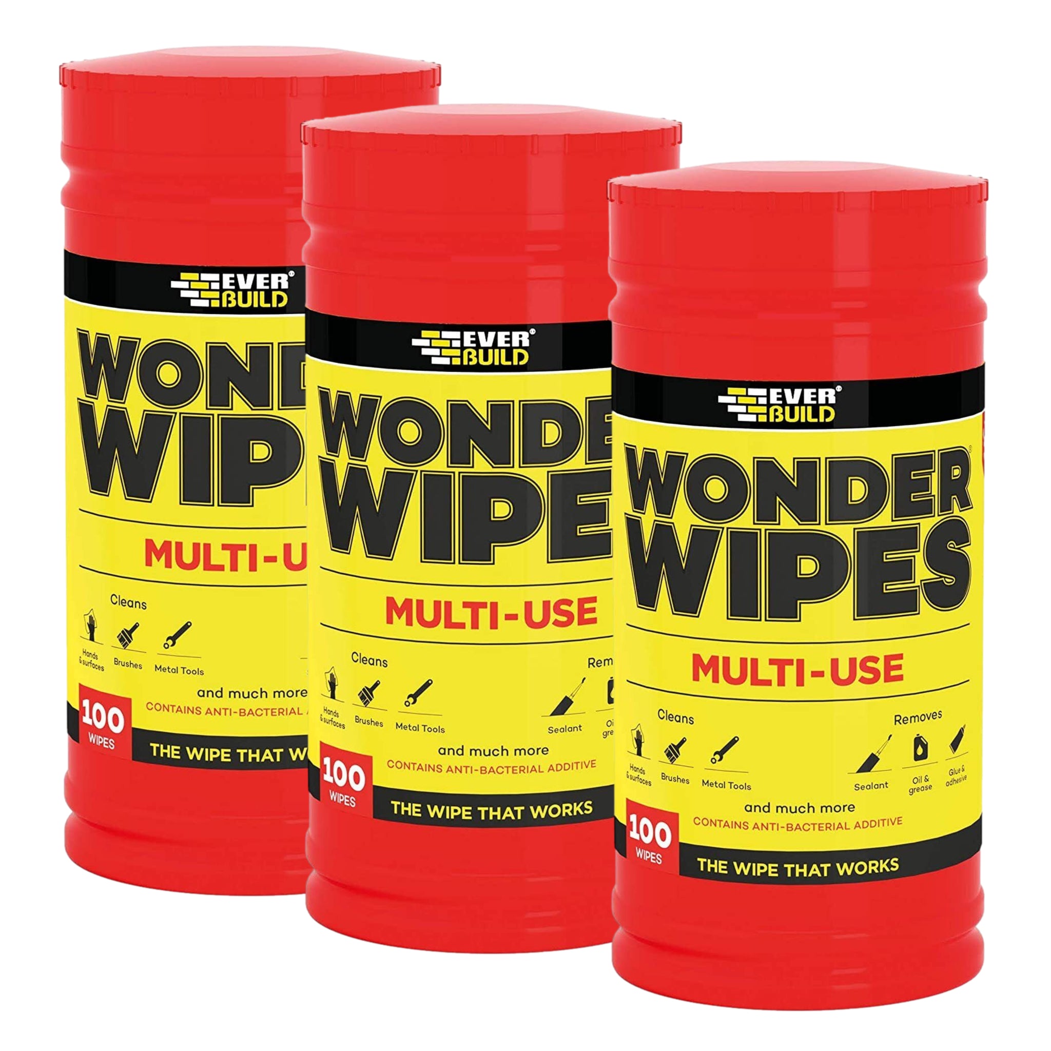 3 Pcs Everbuild 100 Tub Wonder Wipes Multi-Use Cleaning