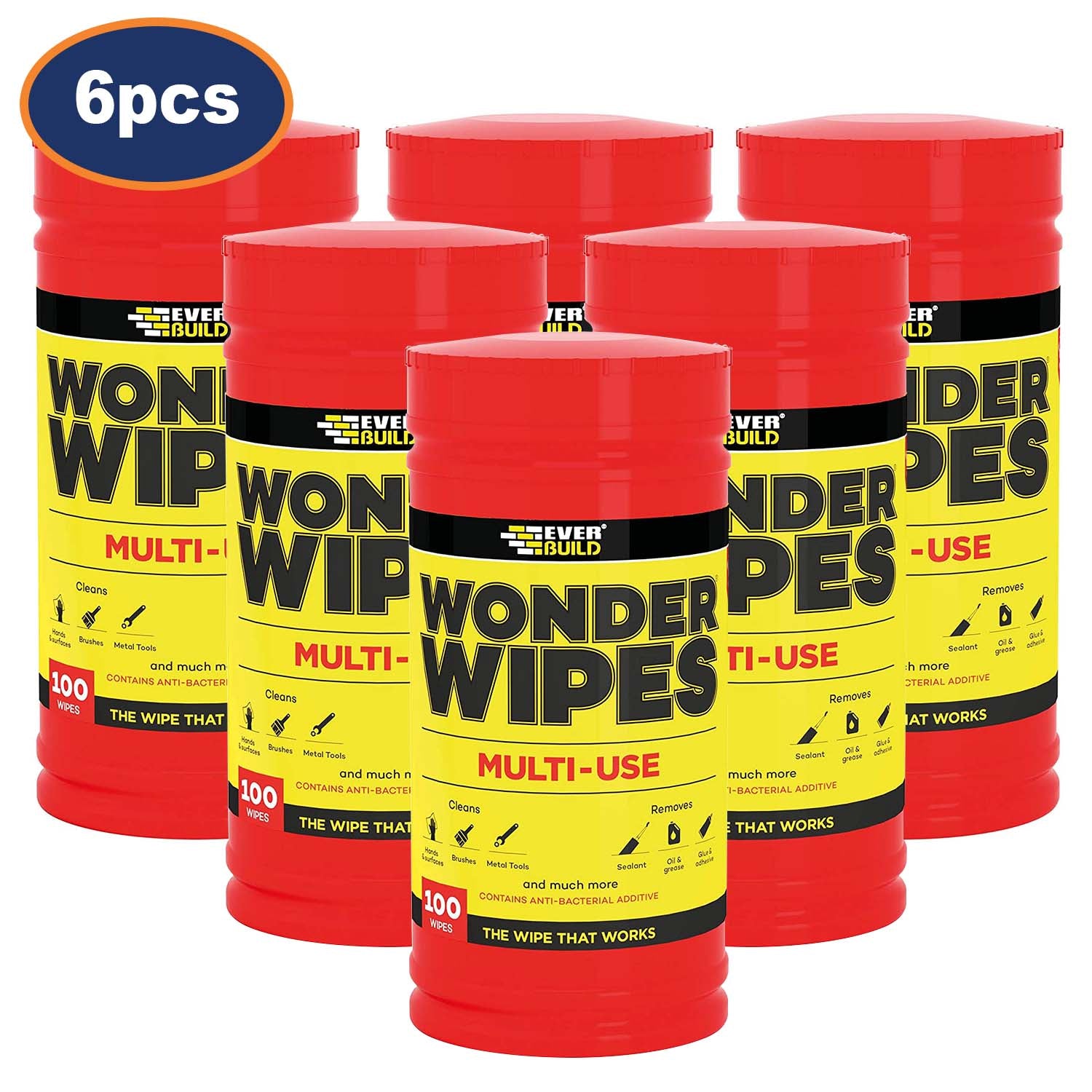 6 Pcs Everbuild 100 Tub Wonder Wipes Multi-Use Cleaning