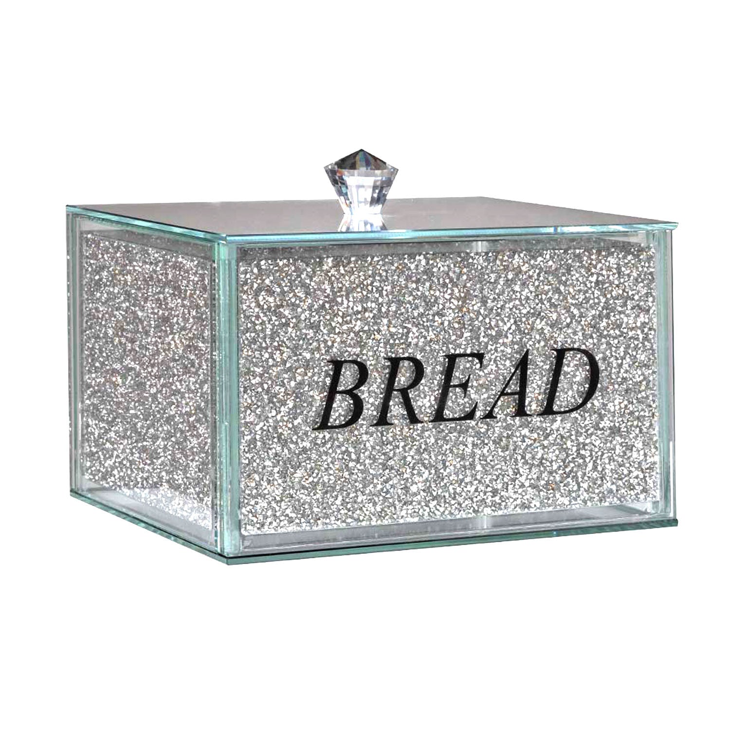 Mirrored Glass Bread Bin Jar Storage Glitter Canister