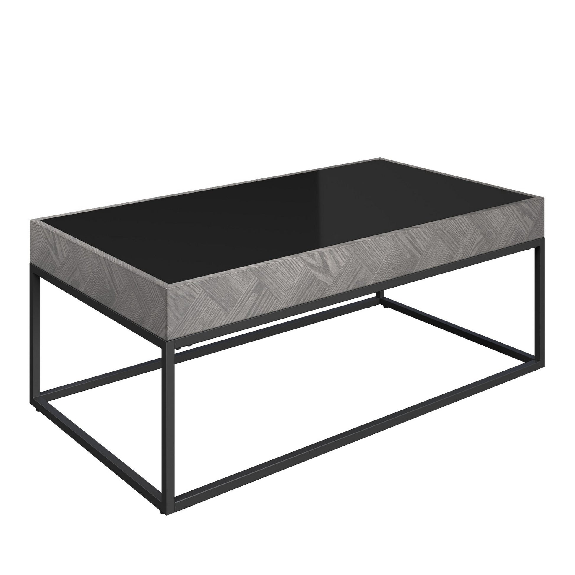 8mm Tempered Glass Top Axis Black Wood Effect Coffee Table