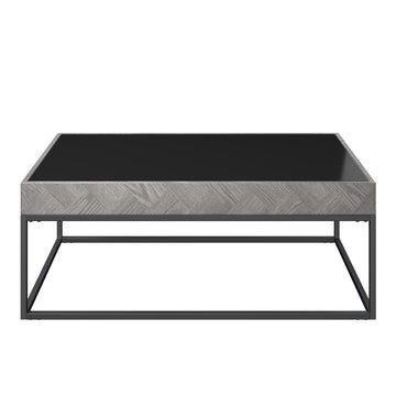 8mm Tempered Glass Top Axis Black Wood Effect Coffee Table