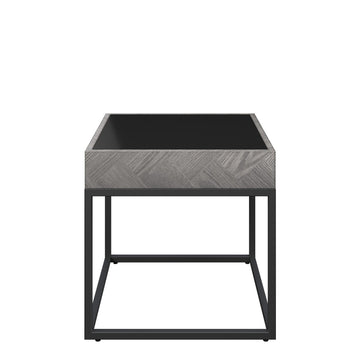 8mm Tempered Glass Top Axis Black Wood Effect Side Table