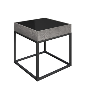 8mm Tempered Glass Top Axis Black Wood Effect Side Table