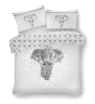 Ebony Elephant Double Duvet Cover Bedding Set - Grey