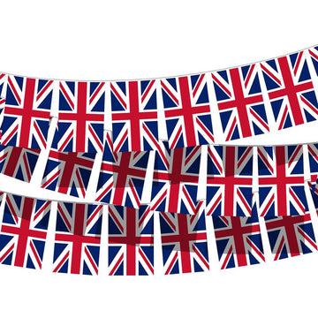 8x Union Jack 10M Bunting Square Banner Flags 20pcs