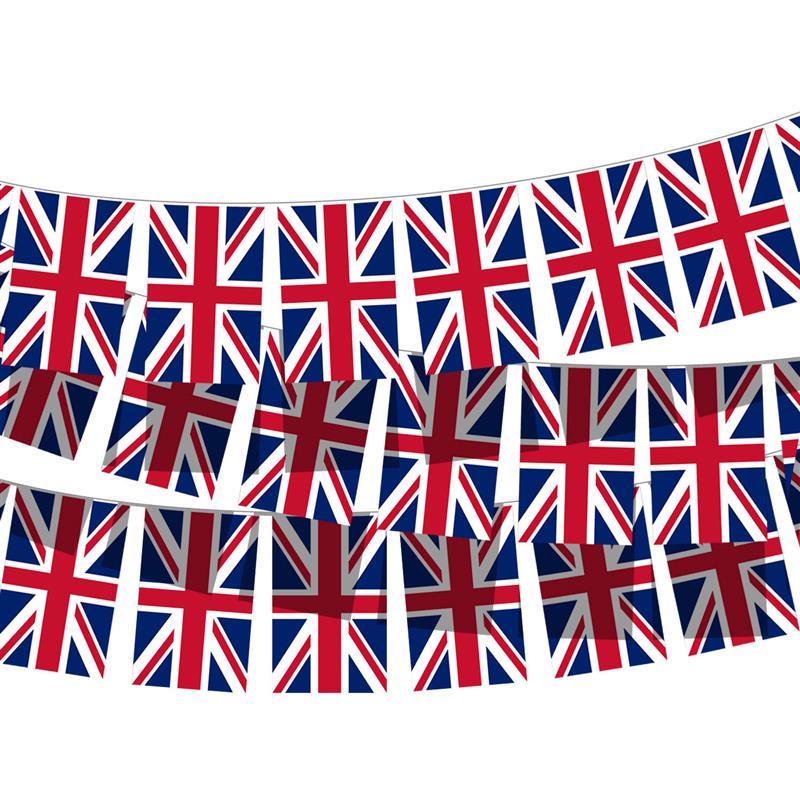 6x Union Jack 10M Bunting Square Banner Flags 20pcs