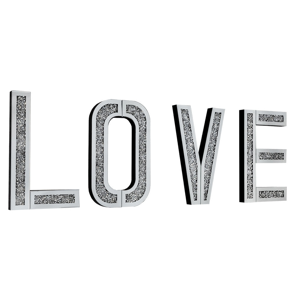 LOVE Text Mirrored Glass Ornament Wall Decoration