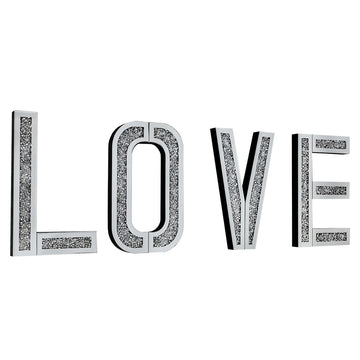 LOVE Text Mirrored Glass Ornament Wall Decoration