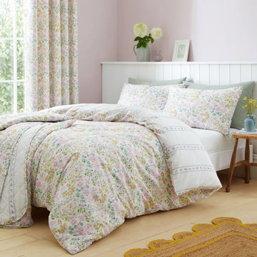 Easy Care Ditsy Floral Duvet Cover Set, King, Lilac Pink & Green