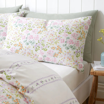 Easy Care Ditsy Floral Duvet Cover Set, Double, Lilac Pink & Green