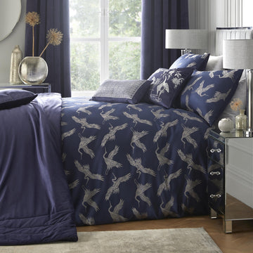 Laurence Llewelyn Bowen Jacquard Super King Duvet Cover Set Edo Navy & Silver