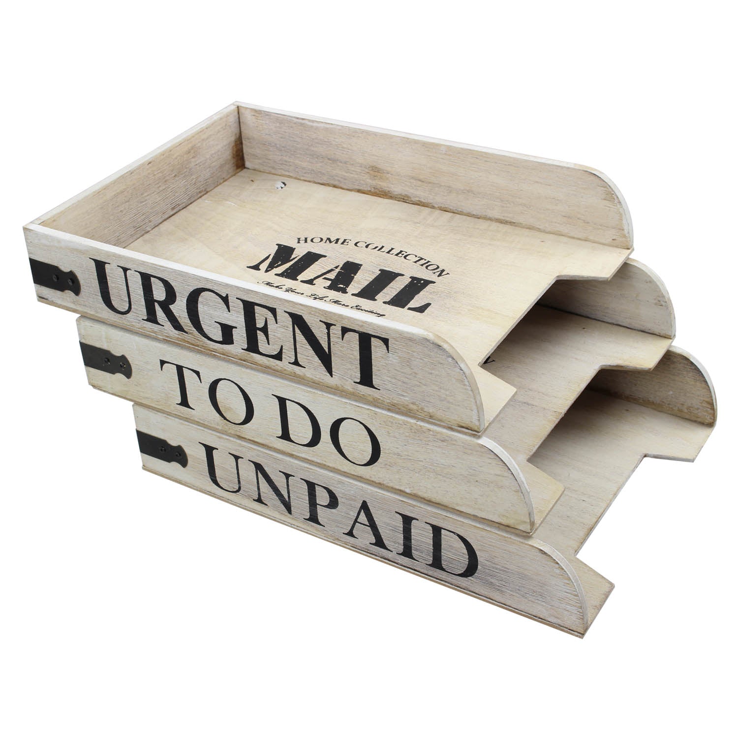 Arti Casa Set of 3 Stackable Wooden Letter Box Trays