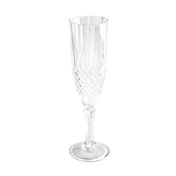 6pc 200ml Clear Plastic Crystal Effect Reusable Champagne Flutes Set
