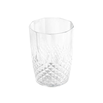 6pc 400ml Clear Plastic Crystal Effect Reusable Drinking Glasses Set