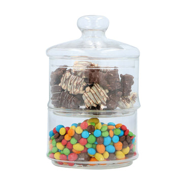 2 Tier Clear Glass Stackable Storage Jars With Lid