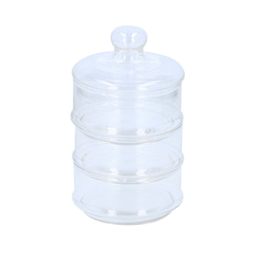 3 Tier Clear Glass Stackable Storage Jars With Lid