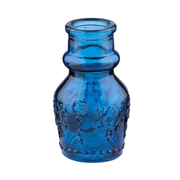 3pc Assorted Blue Embossed Glass Vase Set