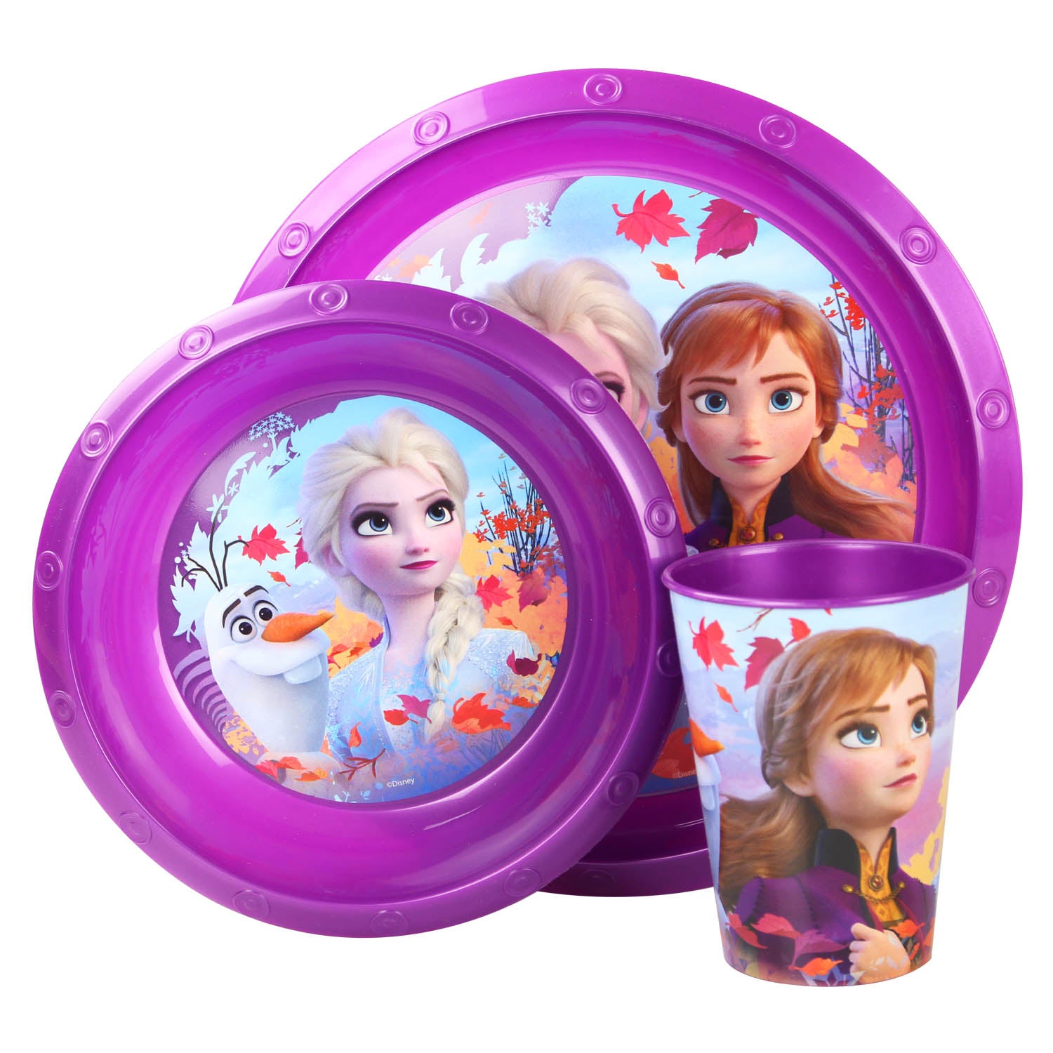 Set of 3 Frozen Childrens Set Plastic Plate Bowl Cup