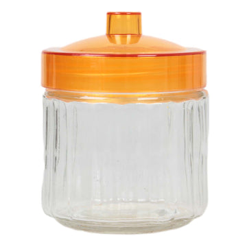 Ochre Plastic Top Glass Food Canister Storage Jar, 800ml