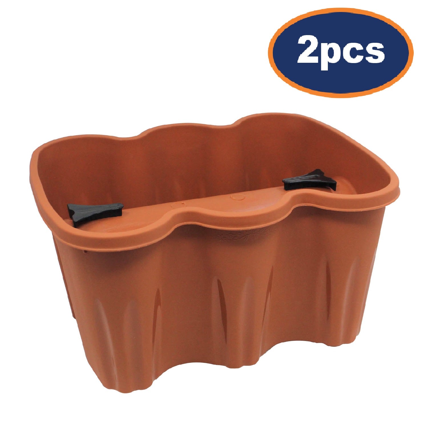 2pc 37cm Terracotta Balcony Railing Flower Pot