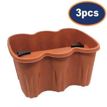 3pc 37cm Terracotta Balcony Railing Flower Pot